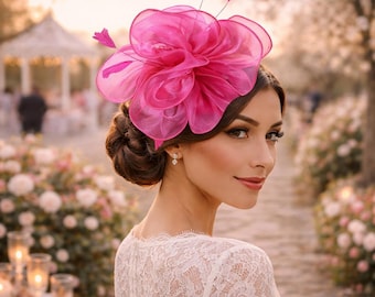 Flower Fascinator, Kentucky Derby-hoed, statementhoed, organza-hoed, Royal Ascot-hoed, graduatiecadeau, Moederdagcadeau, Afternoon Tea Party-hoed