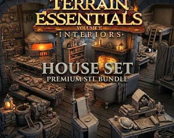 Fantasy House Interior STL Bundle: Medieval Room Scenery for Tabletop RPGs (Digital Download)