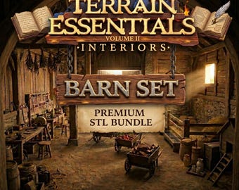 Rustic Barn Interior Terrain STL Bundle: 3D Printable RPG Scenery (Digital Download)