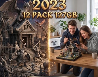 Fantasy Miniatures 2023 STL Bundle: 12 Pack Tabletop & RPG Miniatures | 127GB (Instant Download)