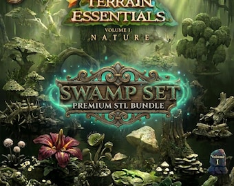Dark Fantasy Swamp Terrain STL Bundle: 3D Printable RPG Scenery (Digital Download)