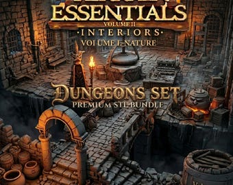 Dungeon Terrain STL Bundle: Modular Fantasy Interior Scenery (Digital Download)