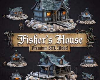 Fisher's House STL: Coastal Cottage Miniature for Tabletop RPGs (Digital Download)