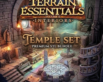 Temple Set STL Bundle: Fantasy RPG Interior Scenery (Digital Download)