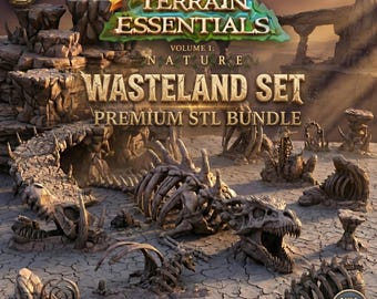 Wasteland Terrain Set STL Bundle: Desolate Fantasy 3D Printable Diorama Pieces