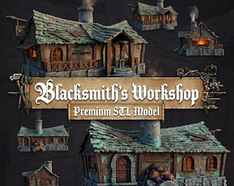 Medieval Blacksmith Workshop STL: Modular Fantasy Terrain Building (Digital Download)