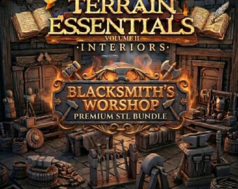 Blacksmith Workshop STL Bundle: Fantasy Interior Scenery for Tabletop RPGs (Digital Download)
