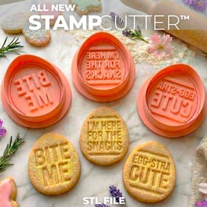 Funny Easter Cookie Cutter STL Bundle | Bite Me, Egg-stra Descriptive (Digital Download)