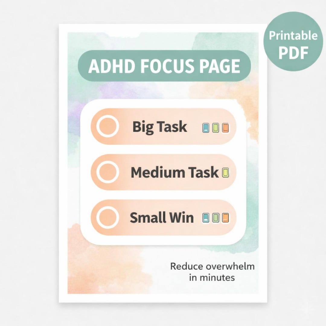 ADHD Focus Planner Bundle Printable PDF Minimal Daily Pages for Calm ...