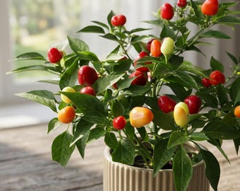 1000 semillas de pimiento morrón de variedad antigua, dulces y crujientes, ideales para huertos o macetas grandes, un vibrante complemento para el jardín.