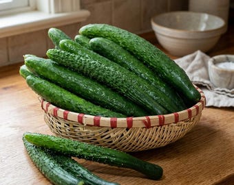 100 semillas de pepino: pepino crujiente para rebanar, de alto rendimiento, ideal para ensaladas en el huerto casero.