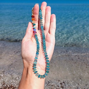 Aegean rainbow - apatite rondelle choker with gemstone rainbow end - 14kGF findings - artisan handmade necklace