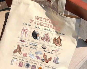 Borsa da ballo per ballerine, borsa in tela per scarpe da ballo e tip tap, borsa per lezioni di danza sulle punte, regalo per insegnanti di danza, graziosa borsa per tutti i giorni