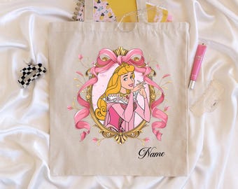Borsa tote personalizzata Disney Princess 2026, borse tote con Topolino e amici, borse tote regalo per viaggio al castello delle principesse, borsa tote Disneyland, borsa tote per bambini Cars