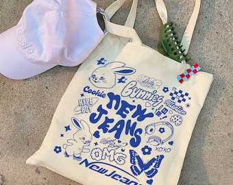 Neue Jeans Hype Boy inspiriert Tragetasche, K-Pop Girl Gruppe Tragetasche, Y2K Ästhetische Tasche, süße Idol inspiriert Tasche, trendige Musik Fan Geschenk