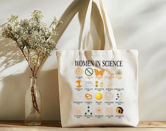 Women in Science Tote Bag, STEM Girl Canvas Tote, Feminist Science Gift, Empowering Women in STEM Everyday Bag