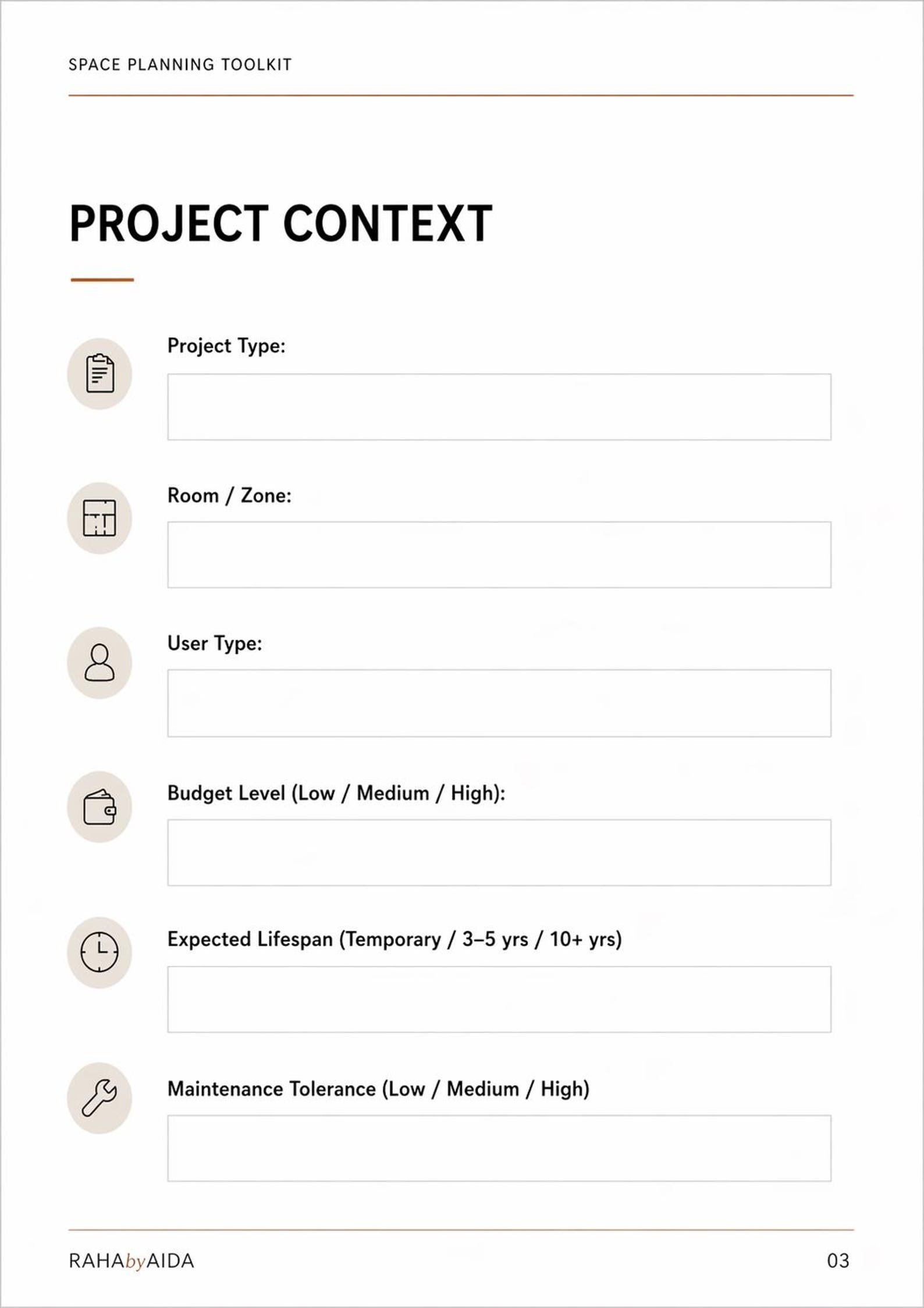 Material Decision Worksheet | Interior Design Material Selection Tool ...