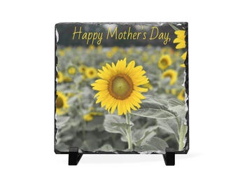 Placa de pizarra con diseño de girasol para el Día de la Madre / Placa fotográfica floral