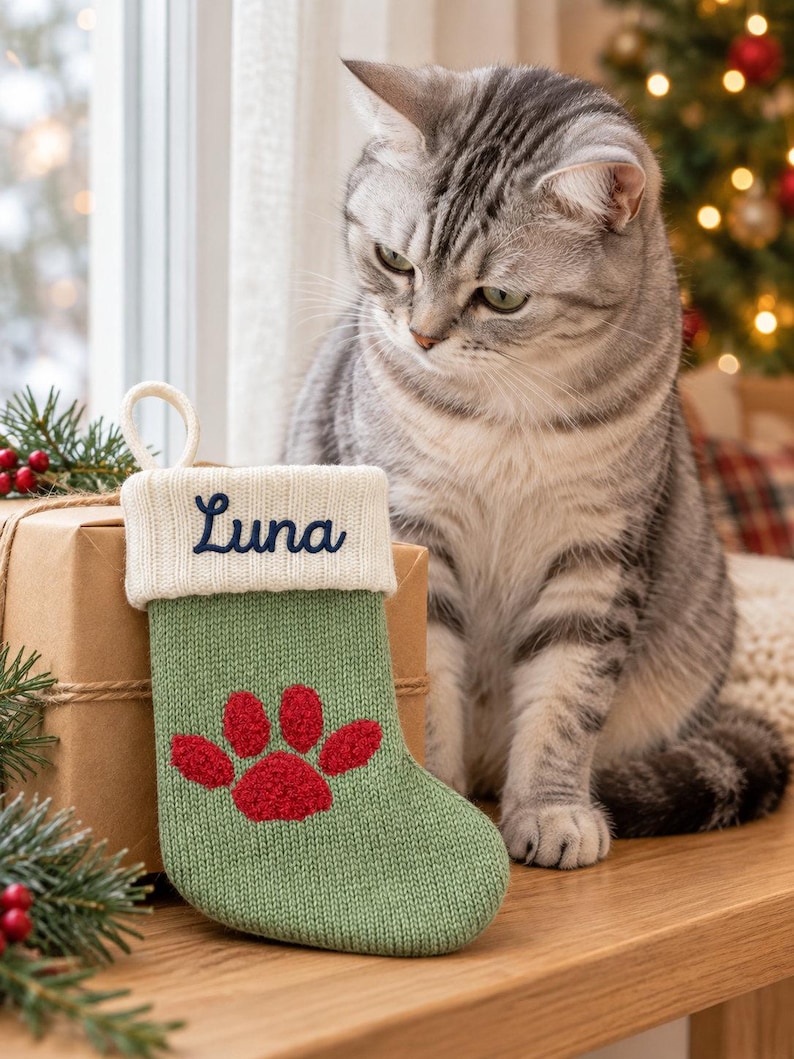 Personalised Pet Christmas Stocking With Embroidered Name, Small ...