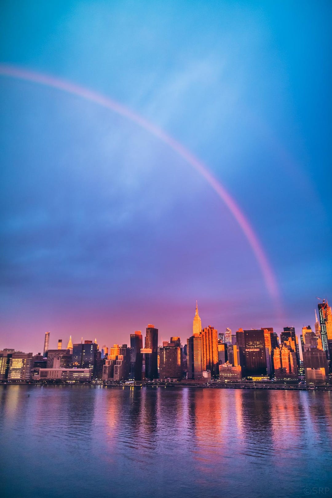 New York City Skyline Wall Art Print Rainbow Over Manhattan Empire ...