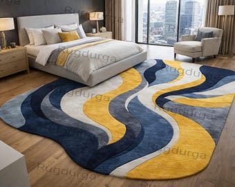 Colorful Handmade  Abstract Hand Tufted Wool Rug, Mid Century Modern Area Rugs for Living Room,8x10