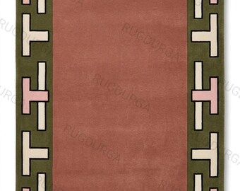 Green Tiger Wool Rug | Handmade Area Rug | Living Room Statement Carpet | Modern Artistic Decor Nordic knots 8x10