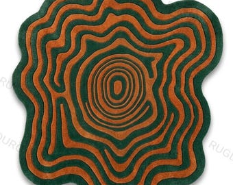 Green Tiger Wool Rug | Handmade Area Rug | Living Room Statement Carpet | Modern Artistic Decor Nordic knots 8x10