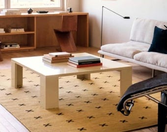 Swiss Cross Kilim Rug, Minimalist Mustard Area Rug, Hand-loomed Geometric Carpet, Nordic Style Living Room Rug, Mustard and Black Area Rug.