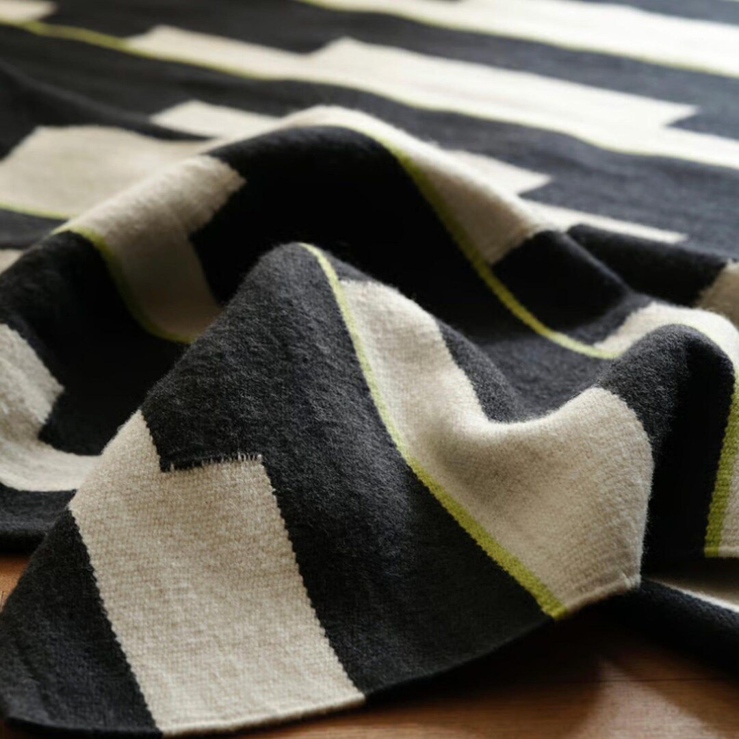 Nordic Knots Rug Dupe, Handwoven Kilim Black & White Scandinavian ...