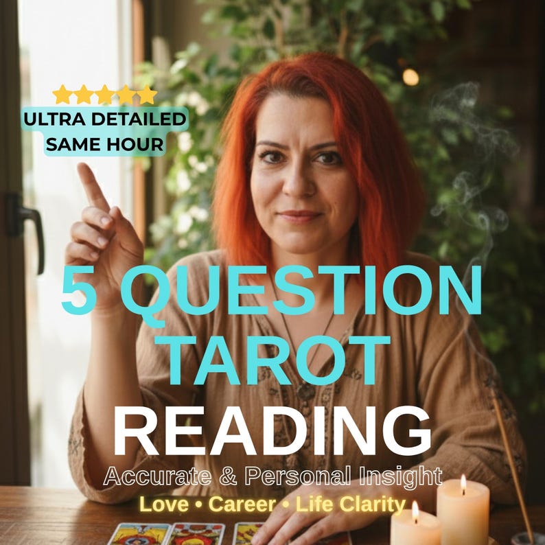 Tarotläsning med 5 frågor | Kärlek, karriär och andlig insikt bild 1