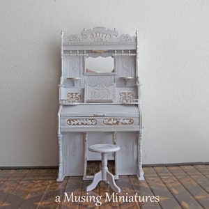 Victorian Pump Organ and Stool in 1:12 Scale for Dollhouse