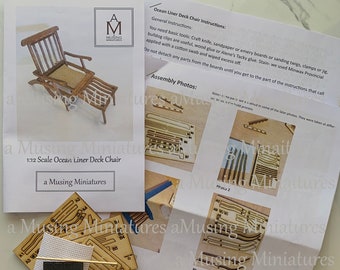 DIY KIT Miniatur Ozeandampfer Deck Chair für 1:12 Maßstab Edwardian Puppenhaus oder Sommergarten
