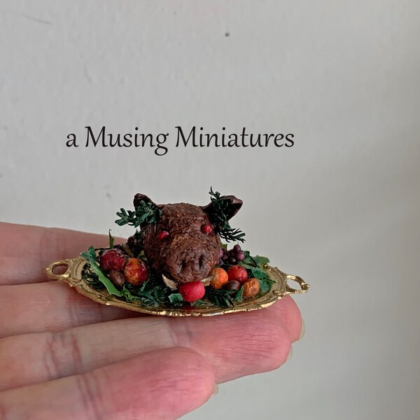 Miniature Boars Head for 1:12 Scale Tudor Dollhouse Feast