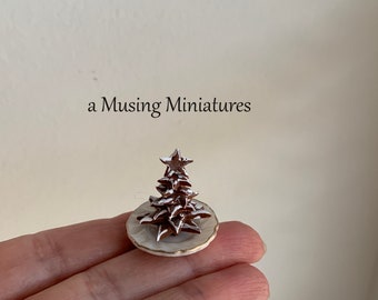 Miniature Gingerbread Star Tree for 1:12 Scale Dollhouse Christmas or Bakery