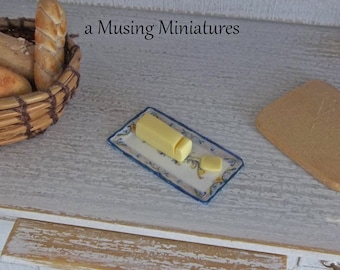 Miniature Margarine Butter Dish for 1:12 Scale Dollhouse Kitchen