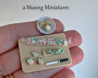 Miniature Slice and Bake Cookie Set for 1:12 Scale Dollhouse Christmas Kitchen