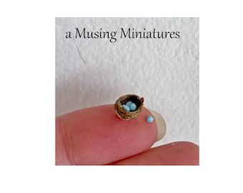 Miniature Bird Nest with Eggs for 1:12 Scale Spring Dollhouse