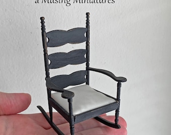 Only ONE Signed Vintage Miniature Rocking Chair for 1:12 Scale Dollhouse