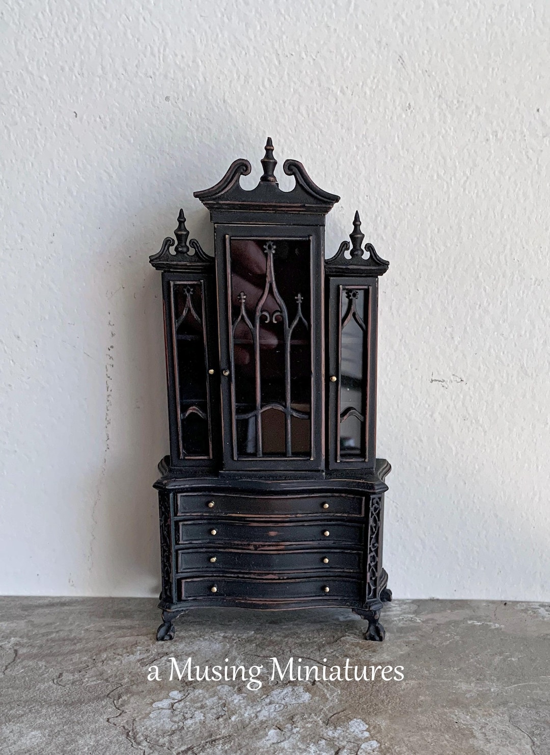 Miniature Gothic Curio Cabinet Hutch for 1:12 Scale Dollhouse Witch or Wizard Castle - Etsy