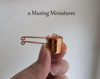 Miniature Double Boiler in Copper for 1:12 Scale Dollhouse Home Chef Foodie Kitchen