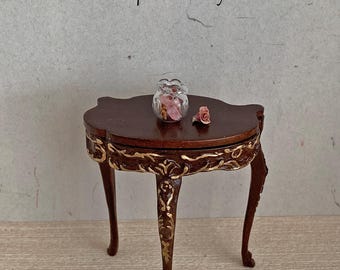 1:12 Potpourri Glasschale mit echten Rosenblättern