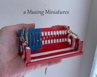 Miniatur Americana Porch Swing für 1:12 Miniatur Diorama Puppenhaus Sommer oder Juli Vierter