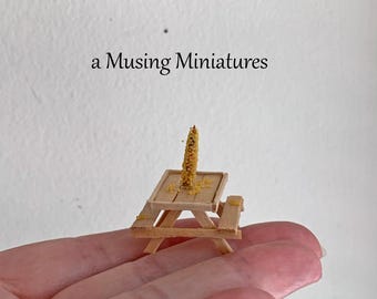 aMusing Miniature Picnic Table Squirrel Feeder for 1:12 Scale Dollhouse Garden