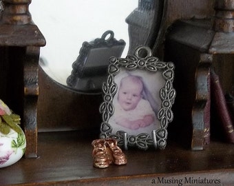 Your CHOICE Bronzed Baby Shoes for 1:12 Scale Dollhouse Miniature Nursery Keepsake Memory Locket