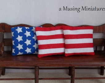 Americana Kissen Set für 1:12 Miniature Summer Beach oder Fourth of Jully
