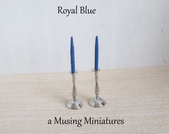 Beautiful Pair of Miniature Silver Candlesticks in 1:12 Scale for Dollhouse Dining or Holiday