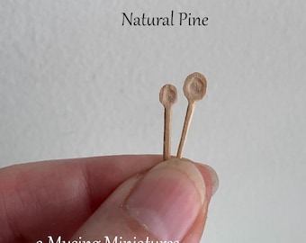Hand Carved Wooden Spoon Pair for 1:12 Scale Dollhouse Miniature Kitchen