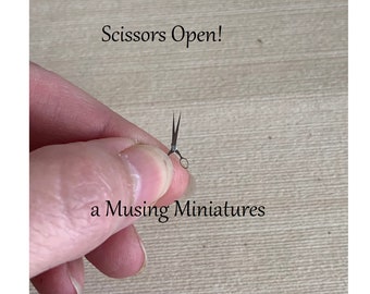 Miniature Opening Barber Scissors for 1:12 Scale for Dollhouse Salon or Wig Shop