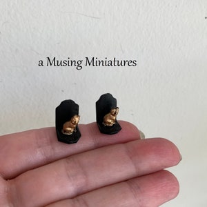 Your CHOICE Miniature Cat Bookends in 1:12 Scale for Halloween Dollhouse or Egyptologist Study