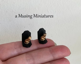 Your CHOICE Miniature Cat Bookends for 1:12 Scale Halloween Dollhouse or Egyptologist Study